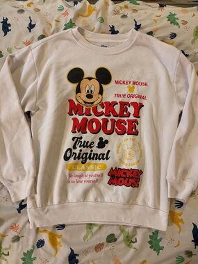 Disney White Sweatshirt with Red and Black Mickey Graphics